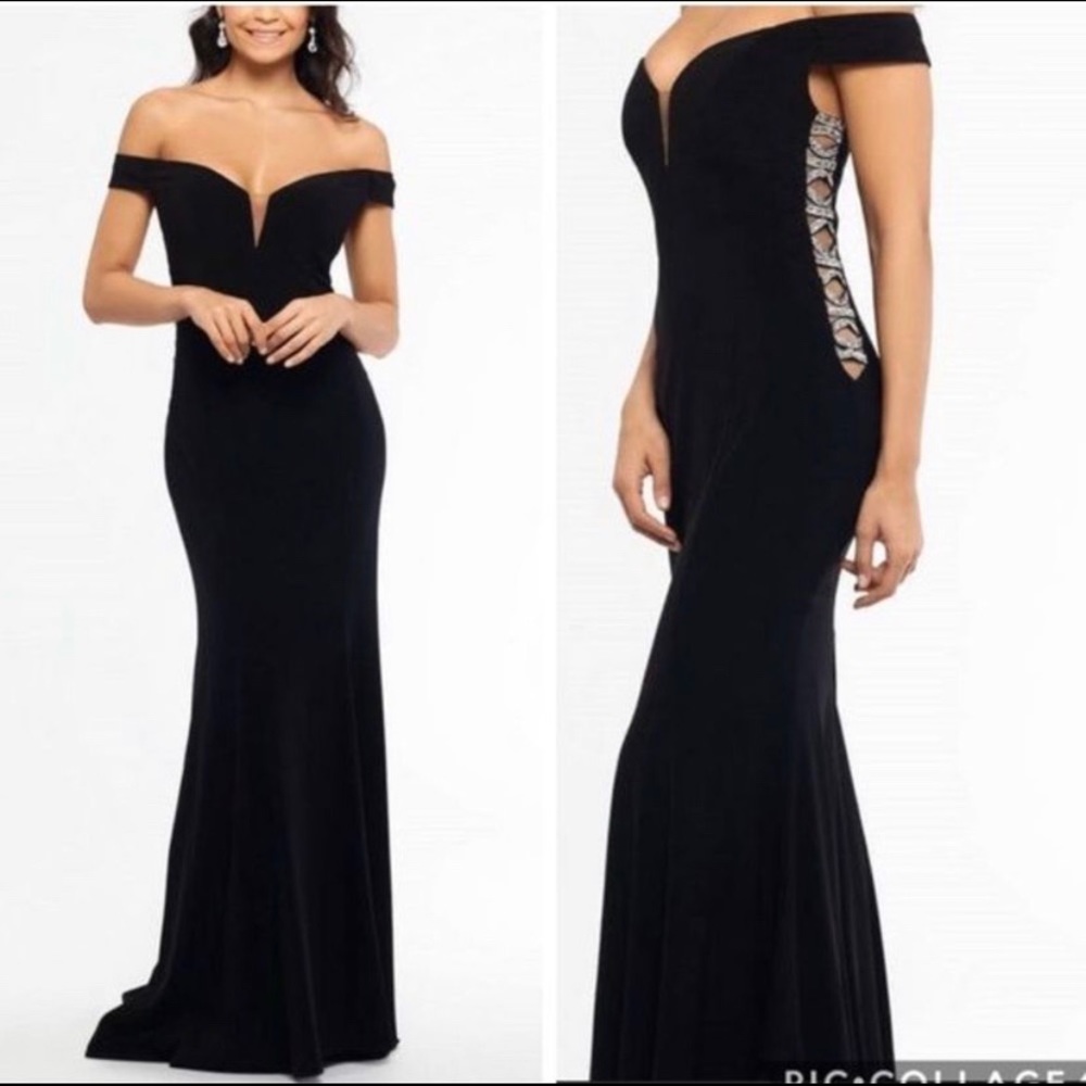 Xscape Off The Shoulder Illusion Trim Gown 2